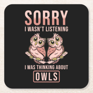 Entschuldige, dass ich über Owls nachdachte Rechteckiger Pappuntersetzer