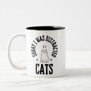 Entschuldige, dass ich von Katzen-Knöpfen abgelenk Zweifarbige Tasse