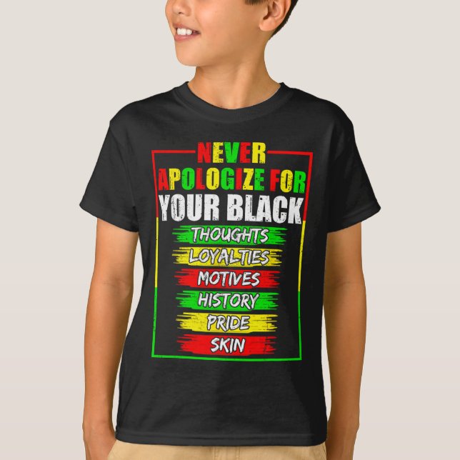 Entschuldigen Sie für Ihre Blackness Black History T-Shirt (Vorderseite)