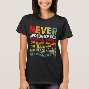 Entschuldigen Sie niemals den Monat BLM Melanin Pr T-Shirt