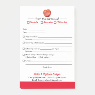 Entschuldigung für Schulnachrichten Post-it Klebezettel