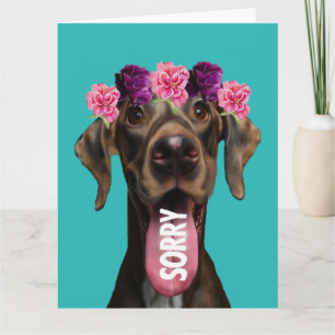 Entschuldigung Großer Däne Hund mit Blumen Entschu Karte