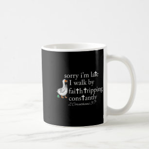 Entschuldigung, ich bin spät dran, ich gehe mit Gl Kaffeetasse