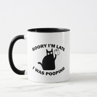 Entschuldigung, ich bin spät dran, ich machte gera tasse
