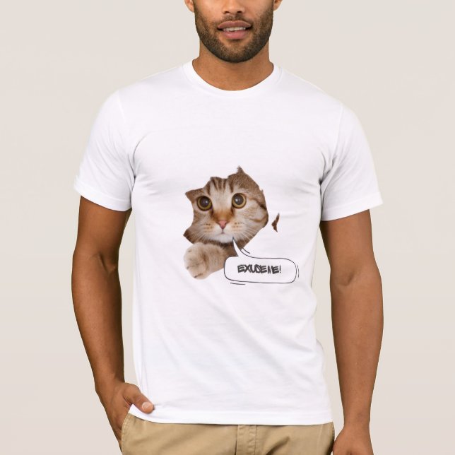 Entschuldigung? – Lustiges Katze zerrissenes Papie T-Shirt (Vorderseite)