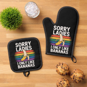 Entschuldigung Mädchen ich mag Bananen lustig Ofenhandschuh & Topflappen-Set