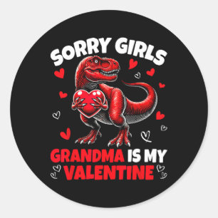 Entschuldigung Mädchen Oma ist mein Valentins-Dino Runder Aufkleber
