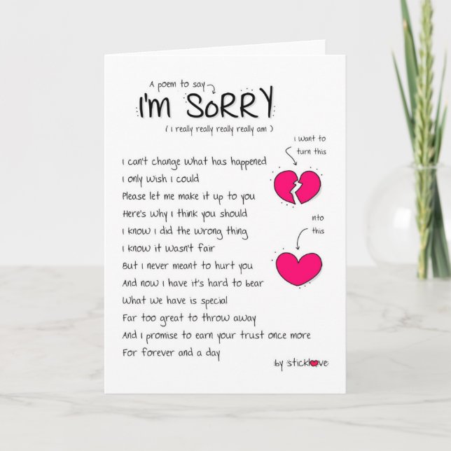 Entschuldigung / Verzeihung Karte (Vorderseite)