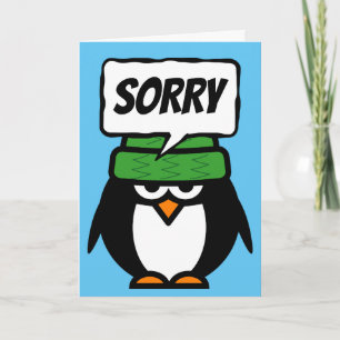 Entschuldigungskarte mit lustigem Pinguin-Cartoon Karte