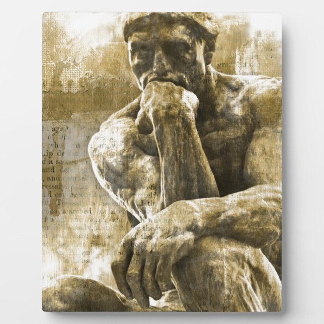 Entsetzliche Bronzestatue Auguste Rodin, der Denke Fotoplatte (Vorderseite)
