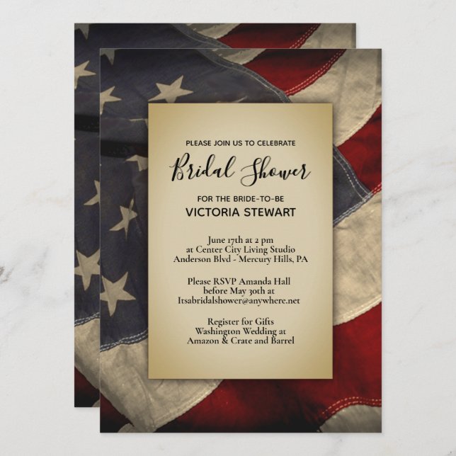 Entsetzte Einladung der amerikanischen Flag Bridal (Vorne/Hinten)