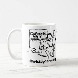 Entsorgung vertraulicher Abfälle. Name wählen hinz Kaffeetasse