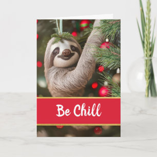 Entspann dich an Weihnachten mit Faultier im Baum Karte