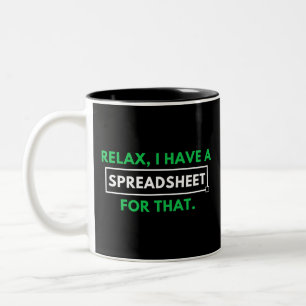 Entspann dich, ich habe eine Tabelle dafür. Zweifarbige Tasse