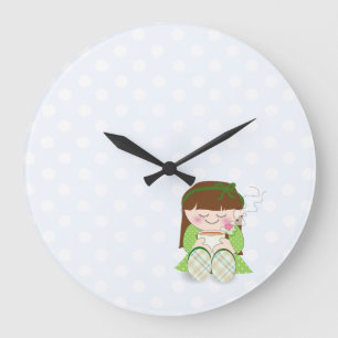 Entspann dich! Niedliche Kawaii Girl Entspannen mi Große Wanduhr