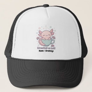 Entspann-dich-viel Süßer Axolotl in Teetasse Kawai Truckerkappe