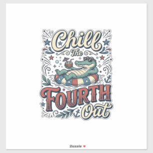 Entspanne den vierten Alligator-Patriot-Shirt Des Aufkleber