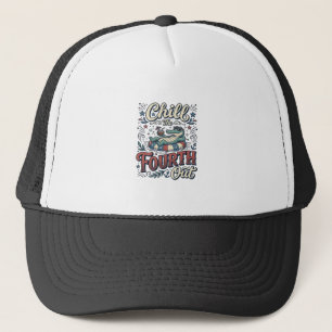 Entspanne den vierten Alligator-Patriot-Shirt Des Truckerkappe