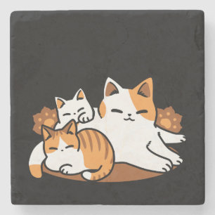 Entspannen bei Katzen Kunst - "Laze Furr Days" für Steinuntersetzer