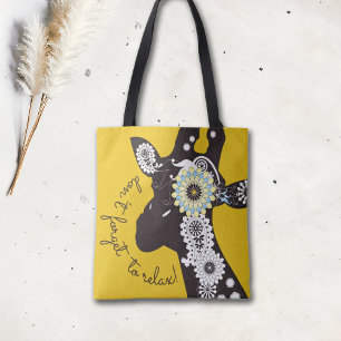Entspannen - Gelber Funny Giraffe Tasche
