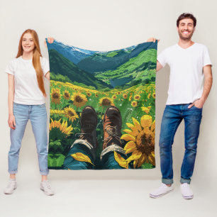 Entspannen im Sonnenblumenparadies Fleecedecke