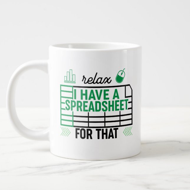 Entspannen Sie, ich habe dafür eine Tabelle, Buchh Jumbo-Tasse (Links)