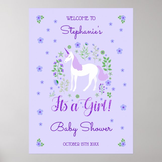 Entspannen Sie Ihre Lila Babydusche Personalisiert Poster (Vorne)