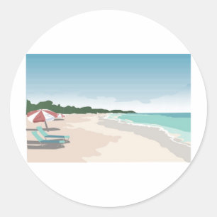 Entspannen Sie in der tropischen Strandlandschaft Runder Aufkleber