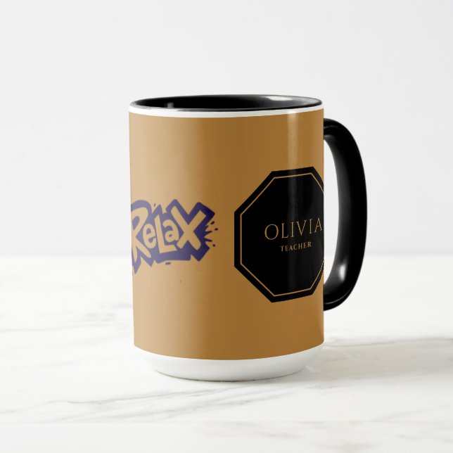 Entspannen Sie sich bei Combo-Tasse mit Ihrem Name Tasse (VorderseiteRechts)