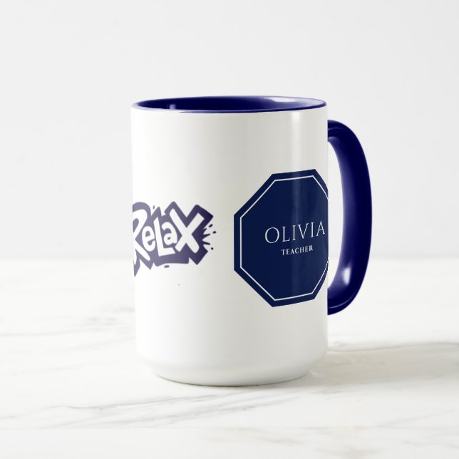 Entspannen Sie sich bei Combo-Tasse mit Ihrem Name Tasse (VorderseiteRechts)