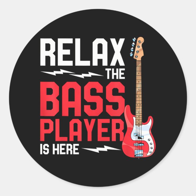 Entspannen Sie sich beim Bass Player. Runder Aufkleber (Vorderseite)