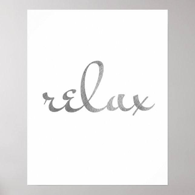 Entspannen Sie sich grau. Typografie-Wandkunst min Poster (Vorne)