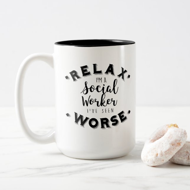 Entspannen Sie sich mich haben gesehen Zweifarbige Tasse (Mit Donut)