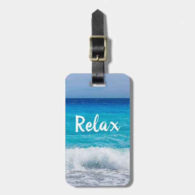 Entspannen Sie Tropical Beach Türkis Blue Ocean Fo Gepäckanhänger (Vorderseite vertikal)