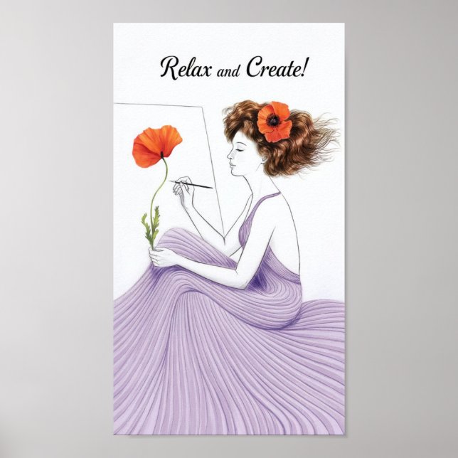 Entspannen und gestalten - Eine Maus in Lavendel Poster (Vorne)