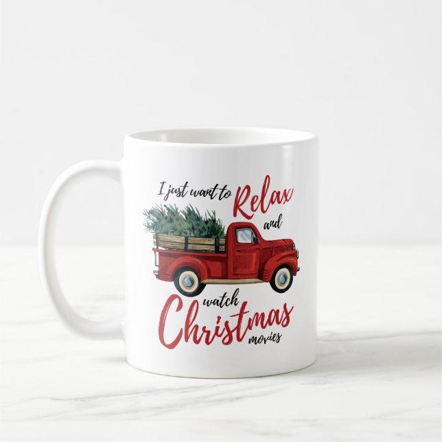 Entspannen und Weihnachtsfilme ansehen Kaffeetasse (Links)