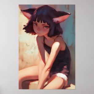 Entspannende Anthro-Katze Poster