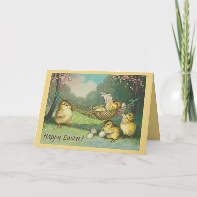 Entspannende Chicks - Ostergrußkarte Feiertagskarte (Vorderseite)