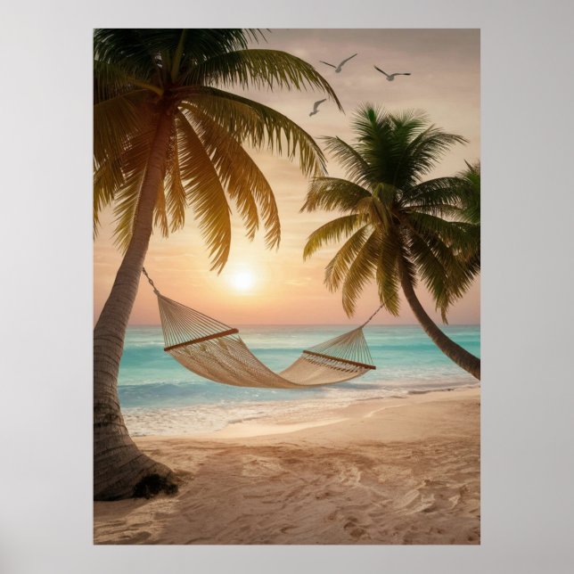 Entspannende Hängematte am Strand Poster (Vorne)