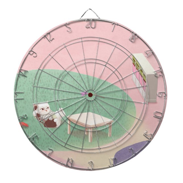 Entspannende Kätzchen im Wohnzimmer Dartscheibe (vorne)