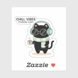 Entspannende Katze Aufkleber – Süße schwarze Katze