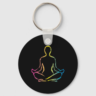 Entspannende Meditations-Zen-Yoga-Sukhasana-Pose-D Schlüsselanhänger