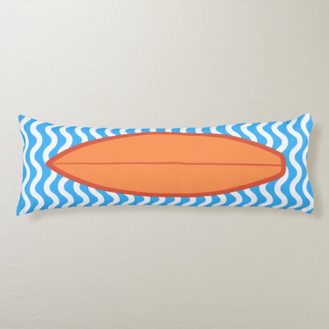 Entspannende Orange Blue Waves Surfen Kissen (Vorderseite)