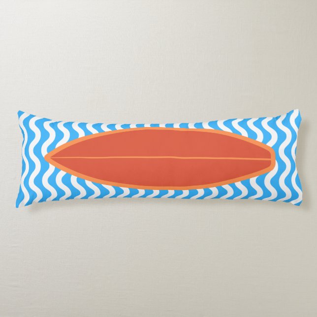 Entspannende Orange Blue Waves Surfen Kissen (Vorderseite)