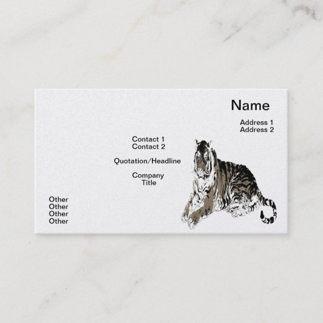 Entspannende Tiger-Visitenkarte Visitenkarte (Vorderseite)