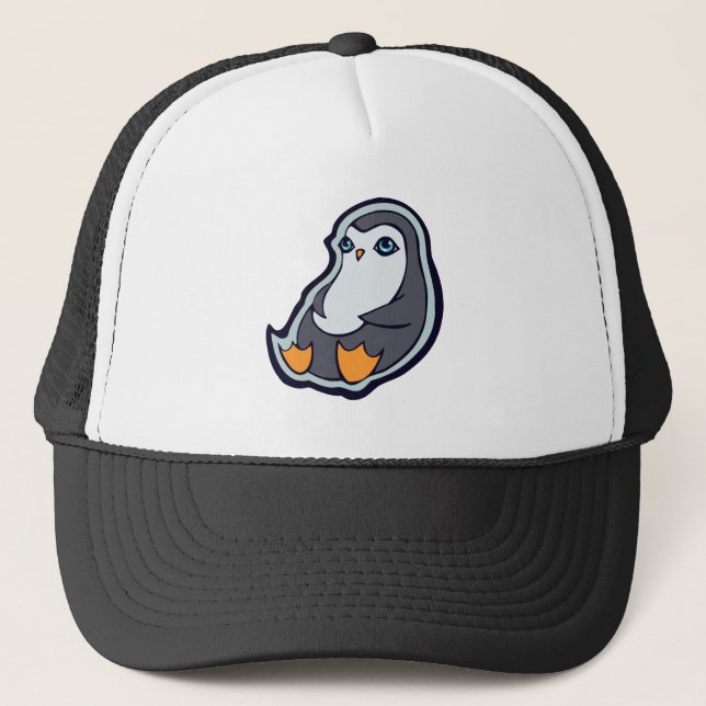 Entspannender Penguin-süße große Augen-Tinte, die Truckerkappe (Vorderseite)