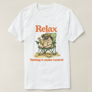 Entspannender Pug-Strandurlaub Lustige Hundekunst T-Shirt
