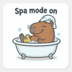 Entspannendes Capybara-Meme-Cartoon Quadratischer Aufkleber