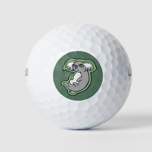 Entspannendes Lächeln Gray Koala Green Zeichnend D Golfball (Vorderseite)