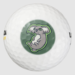 Entspannendes Lächeln Gray Koala Green Zeichnend D Golfball